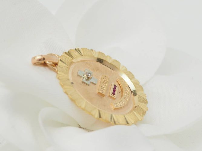 Pendentif Augis - Pendentif en or jaune 18 ct avec rubis et diamant 58 Facettes 33187