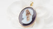 Pendentif Pendentif camée sur agate bleue en or jaune 14 ct 58 Facettes 32798