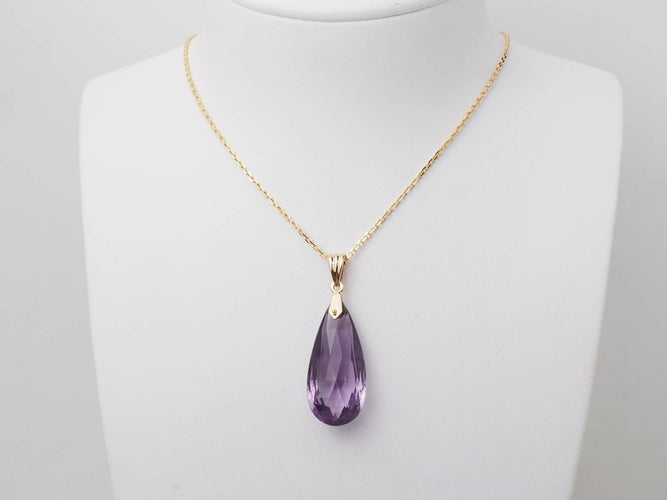 Pendentif Pendentif en or jaune 18 ct et améthyste briolette 58 Facettes 33208