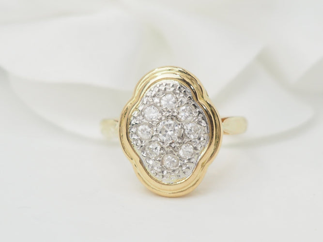 Bague 53 Bague vintage en or jaune 18 ct et diamants 58 Facettes 33224