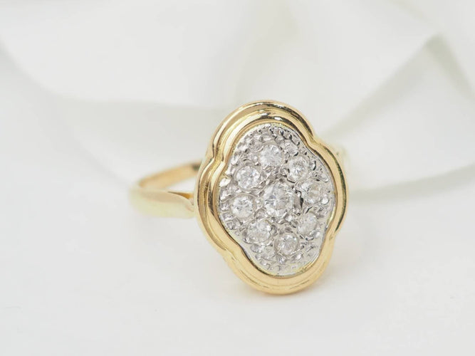 Bague 53 Bague vintage en or jaune 18 ct et diamants 58 Facettes 33224