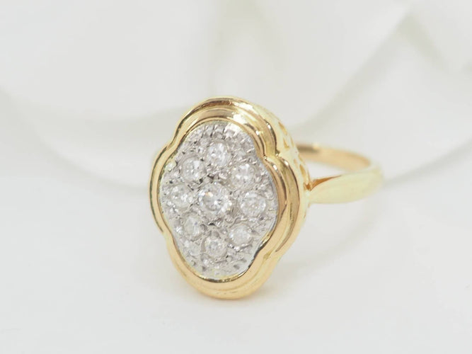 Bague 53 Bague vintage en or jaune 18 ct et diamants 58 Facettes 33224
