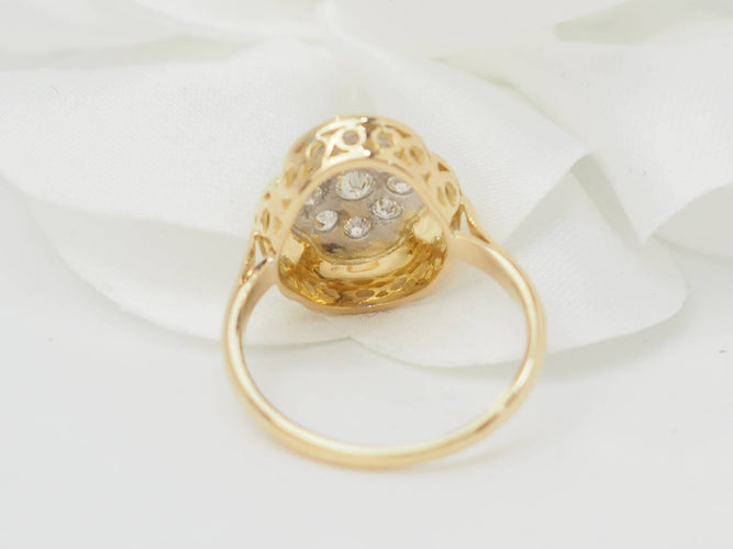 Bague 53 Bague vintage en or jaune 18 ct et diamants 58 Facettes 33224