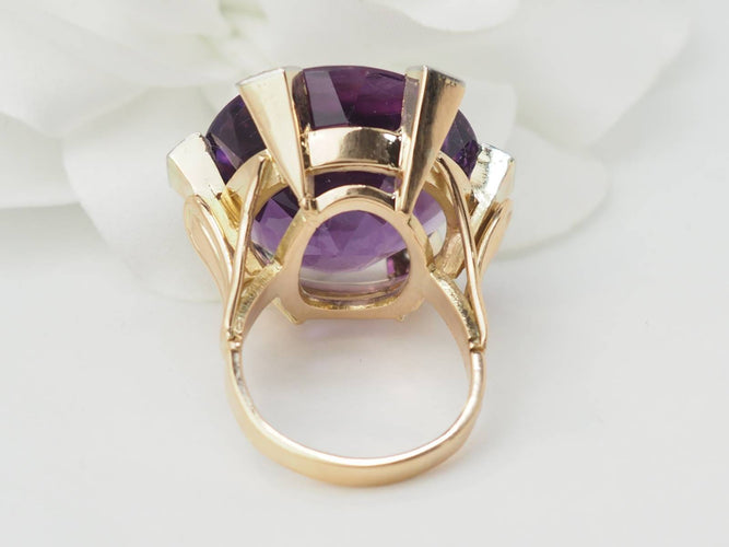 Bague 58 Bague cocktail en or rose 18 ct, améthyste et diamants 58 Facettes 33421