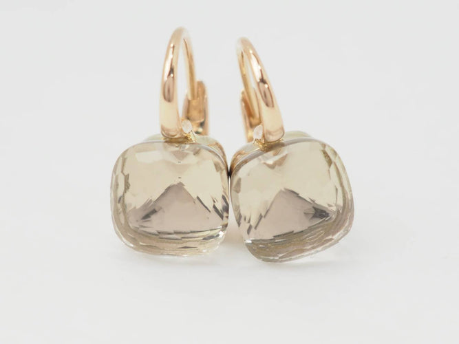 Boucles d'oreilles Pomellato Nudo Classic - Boucles d’oreilles en or rose 18 kt et topaze blanche 58 Facettes 33436
