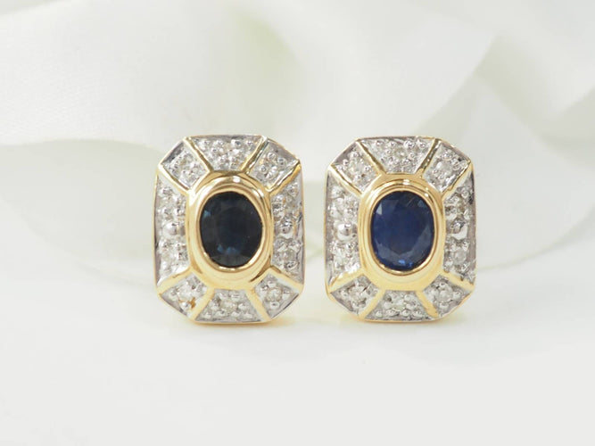 Boucles d'oreilles Boucles d'oreilles en or jaune 18 ct, saphirs et diamants 58 Facettes 33450