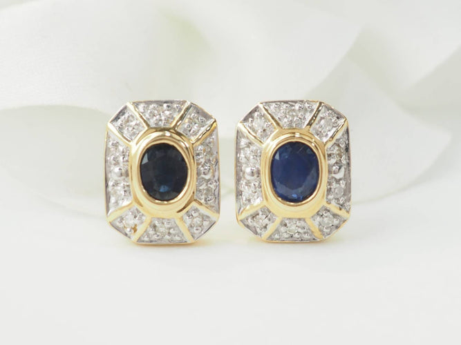 Boucles d'oreilles Boucles d'oreilles en or jaune 18 ct, saphirs et diamants 58 Facettes 33450