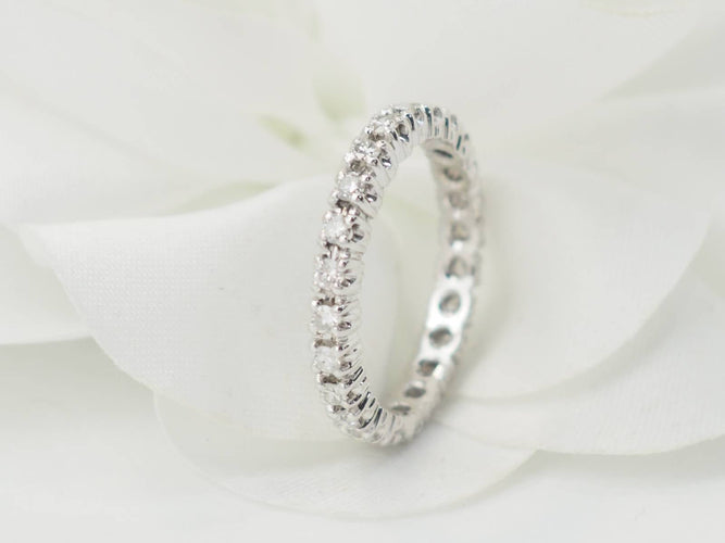 Bague 53 Alliance américaine en or blanc 18 kt et diamants 0,75 ct 58 Facettes 33427