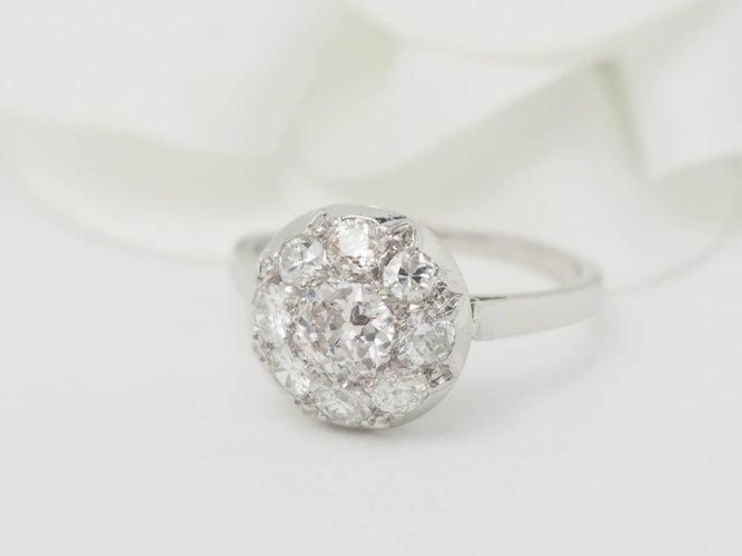 Bague 53.5 Bague Art déco en platine 900 et diamants 58 Facettes 33257