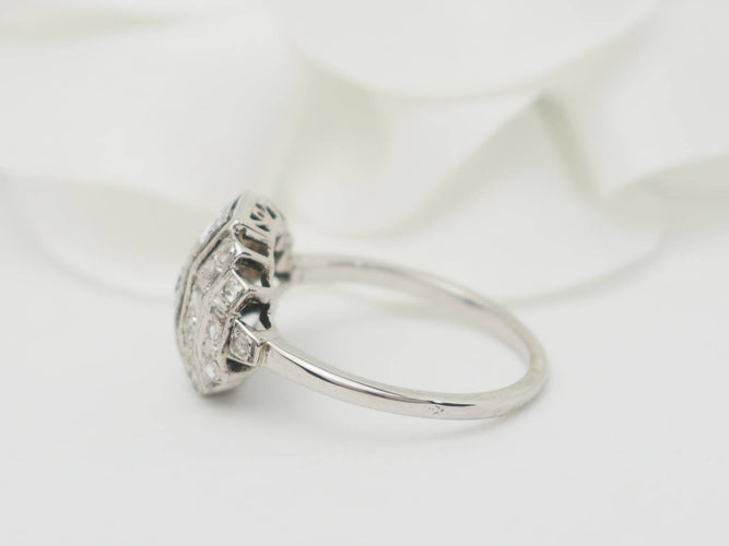 Bague 51 Bague Art déco en or blanc 18 ct, platine et diamants 58 Facettes 33255