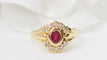 Bague 53 Bague marguerite en or jaune 18 ct, rubis et diamants 58 Facettes 32917