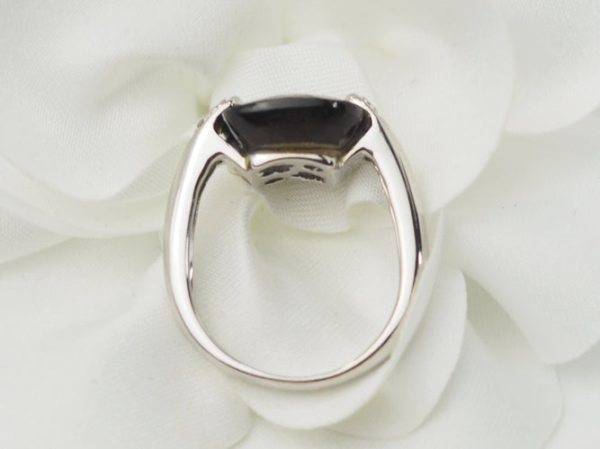 Bague 53 Bague en or blanc 18 ct avec quartz fumé et diamants 58 Facettes 33304