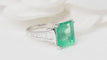 Bague 54 Bague en or blanc 18 ct avec émeraude de Colombie 7 ct et diamants 58 Facettes 32632