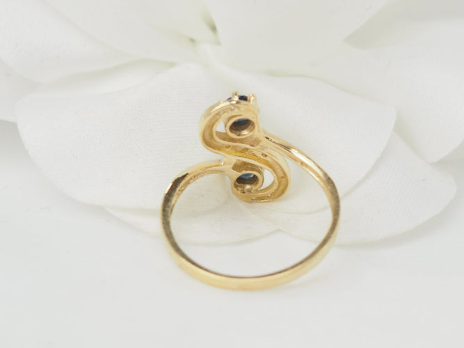 Bague 54 Bague Toi et Moi en or bicolore 18 kt, saphirs et diamants 58 Facettes 33500