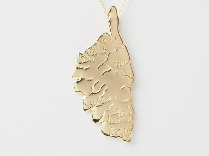 Pendentif Pendentif carte de la Corse en or jaune 18 carats 58 Facettes 33494