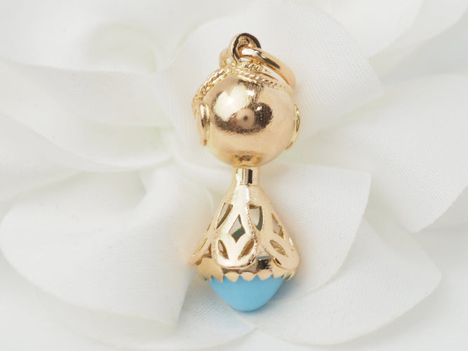 Pendentif Pendentif breloque figurine en or jaune 18 ct et turquoise 58 Facettes 33336