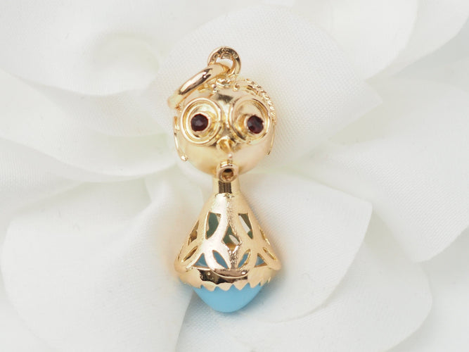 Pendentif Pendentif breloque figurine en or jaune 18 ct et turquoise 58 Facettes 33336