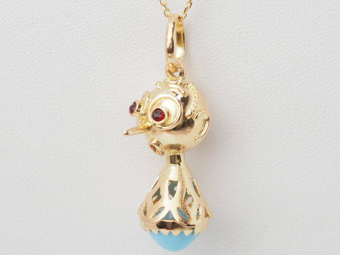 Pendentif Pendentif breloque figurine en or jaune 18 ct et turquoise 58 Facettes 33336