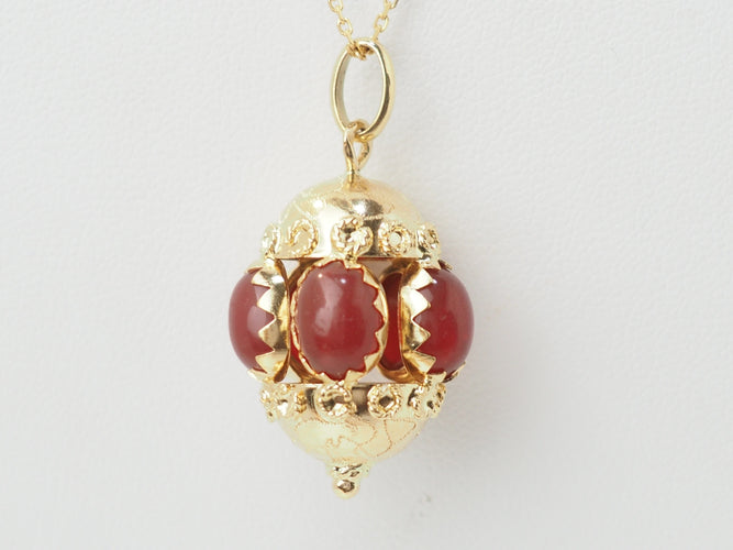 Pendentif Pendentif breloque vintage en or jaune 18 kt et cornalines 58 Facettes 33337