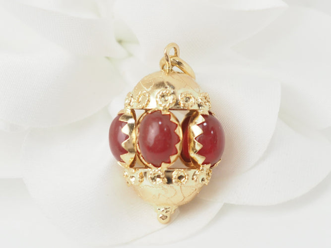 Pendentif Pendentif breloque vintage en or jaune 18 kt et cornalines 58 Facettes 33337