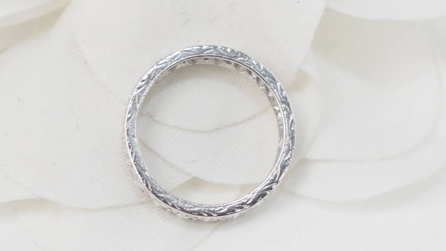 Bague 49.5 Alliance américaine tour complet en or blanc 18 ct et diamants 0,90 ct 58 Facettes 30727
