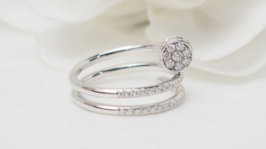 Bague 56 Cartier Juste un Clou - Bague en or blanc 18 kt et diamants 58 Facettes 32685