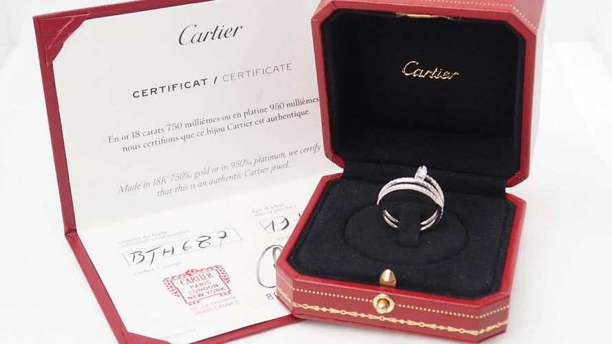 Bague 56 Cartier Juste un Clou - Bague en or blanc 18 kt et diamants 58 Facettes 32685
