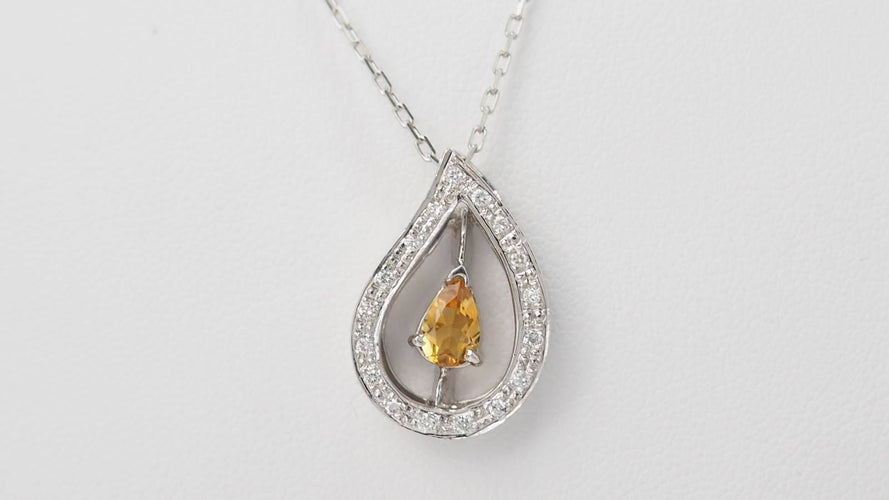 Collier Collier en or blanc 18 kt avec citrine et diamants 58 Facettes 32805