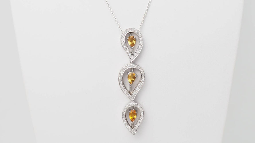 Collier Collier en or blanc 18 kt avec citrine et diamants 58 Facettes 32805b