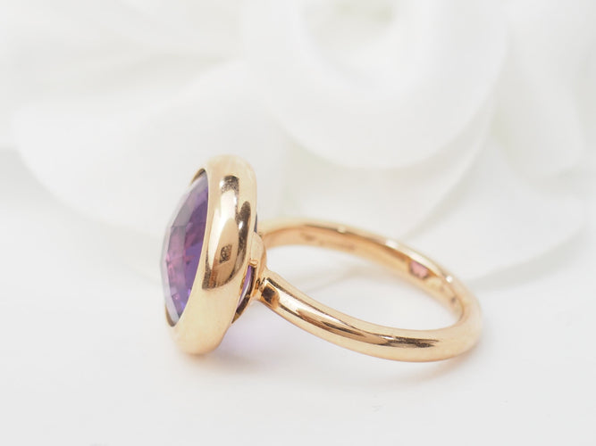 Bague 51 Bague ronde en or rose 18 kt avec améthyste facettée 58 Facettes 32042