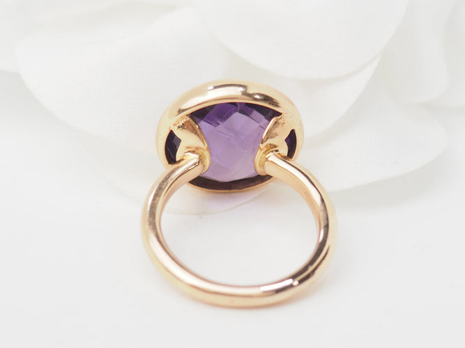 Bague 51 Bague ronde en or rose 18 kt avec améthyste facettée 58 Facettes 32042