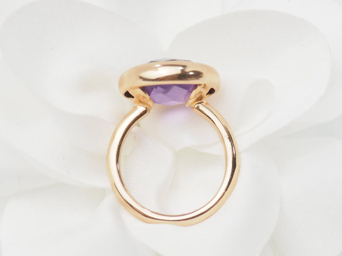 Bague 51 Bague ronde en or rose 18 kt avec améthyste facettée 58 Facettes 32042