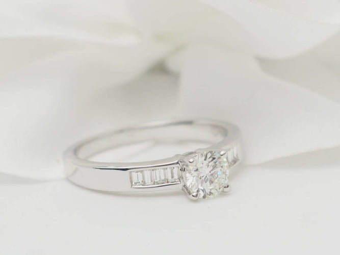 Bague 54 Solitaire - Bague en or blanc 18 ct et diamant 0,52 ct 58 Facettes 24474