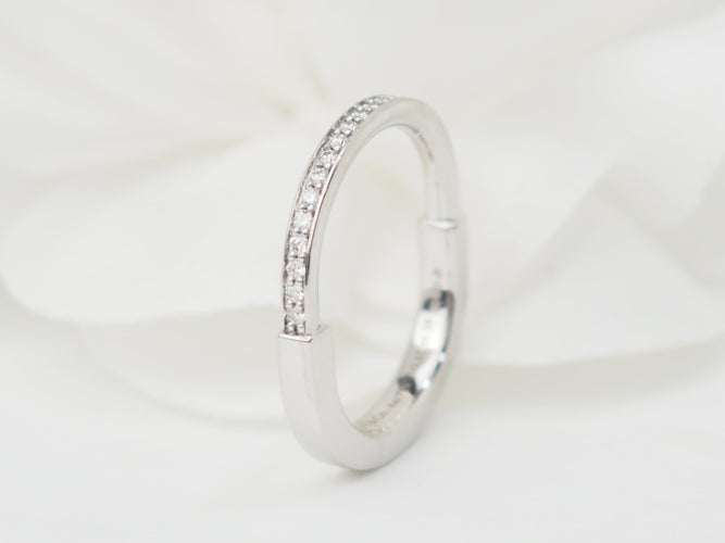 Bague 54 Tiffany & Co Lock - Bague en or blanc 18 kt et diamants 58 Facettes 33130