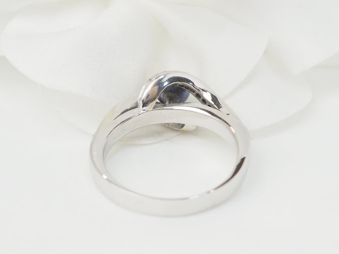 Bague 60 Bague en or blanc 18 ct avec perle de Tahiti et diamants 58 Facettes 26570