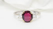 Bague 54 Bague en or bicolore 18 ct avec rubis naturel et diamants 58 Facettes 32734