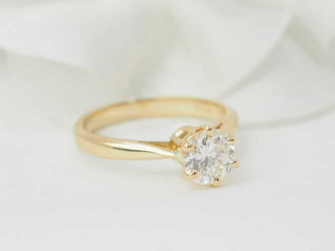 Bague 52.5 Bague solitaire en or jaune 18 ct avec diamant 0,97 ct 58 Facettes 33118