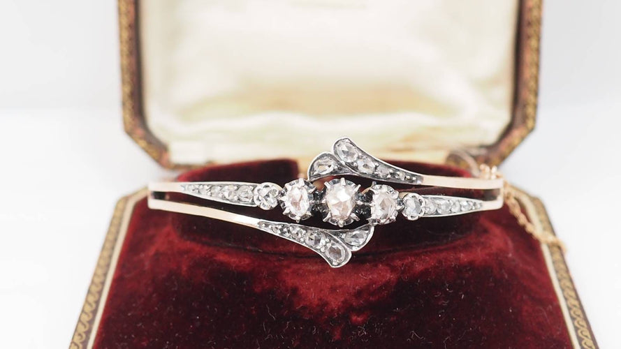 Bracelet Bracelet ancien du XIXe siècle en or rose 18 ct et argent, diamants 58 Facettes 32755