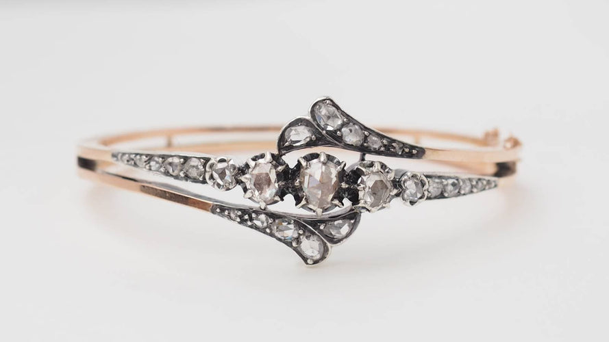 Bracelet Bracelet ancien du XIXe siècle en or rose 18 ct et argent, diamants 58 Facettes 32755