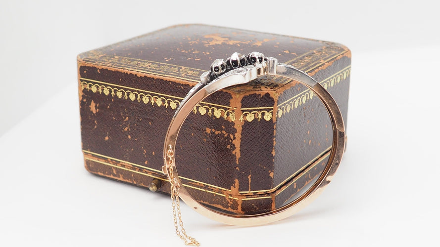 Bracelet Bracelet ancien du XIXe siècle en or rose 18 ct et argent, diamants 58 Facettes 32755