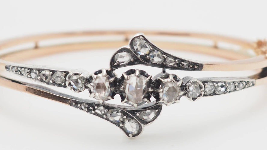 Bracelet Bracelet XIXe siècle en or rose 18 kt et argent, serti de diamants 58 Facettes 32756