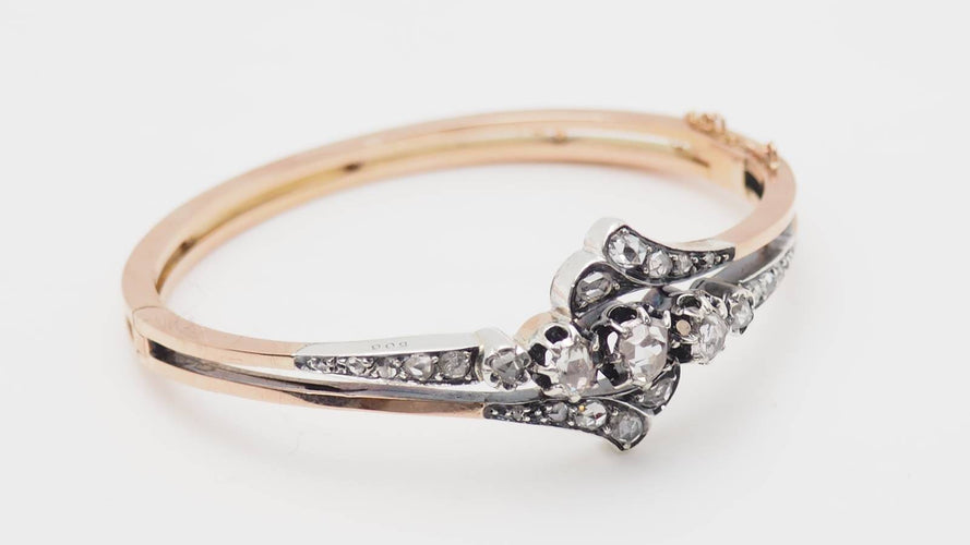 Bracelet Bracelet XIXe siècle en or rose 18 kt et argent, serti de diamants 58 Facettes 32756