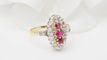 Bague 55 Bague ovale en or jaune 18 kt rubis de Verneuil et diamants 58 Facettes 32780