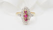 Bague 55 Bague ovale en or jaune 18 kt rubis de Verneuil et diamants 58 Facettes 32780