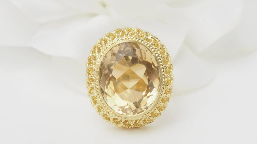 Bague 55 Bague filigranée en or jaune 18 ct et citrine facettée 58 Facettes 32760