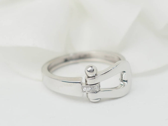 Bague 52 Fred Force 10 - Bague moyen modèle en or blanc et diamants 58 Facettes 33172