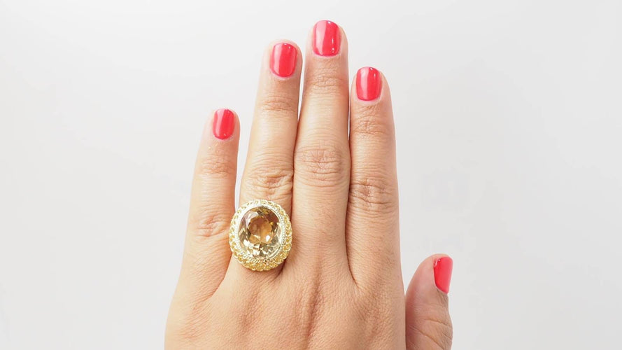 Bague 55 Bague filigranée en or jaune 18 ct et citrine facettée 58 Facettes 32760