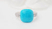 Bague 48 Pomellato Capri - Bague en or blanc 18 kt, turquoise et diamants 58 Facettes 32770