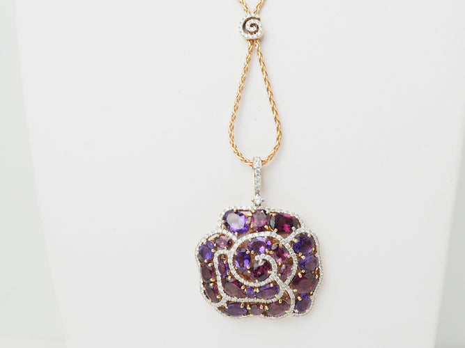 Collier Collier pendentif fleur en or rose 18 kt avec diamants 58 Facettes 33361