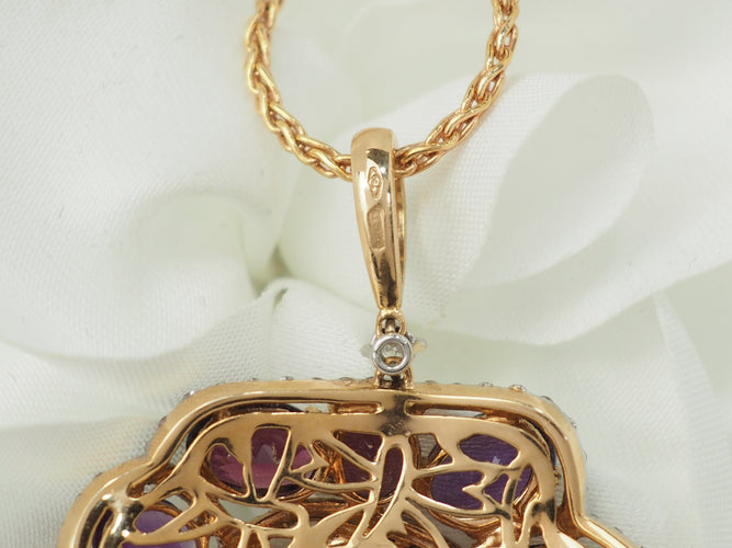 Collier Collier pendentif fleur en or rose 18 kt avec diamants 58 Facettes 33361